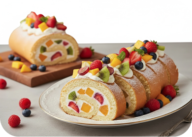 果物たっぷりロールケーキ